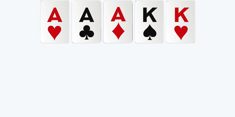 Full house poker hand with three aces and two kings